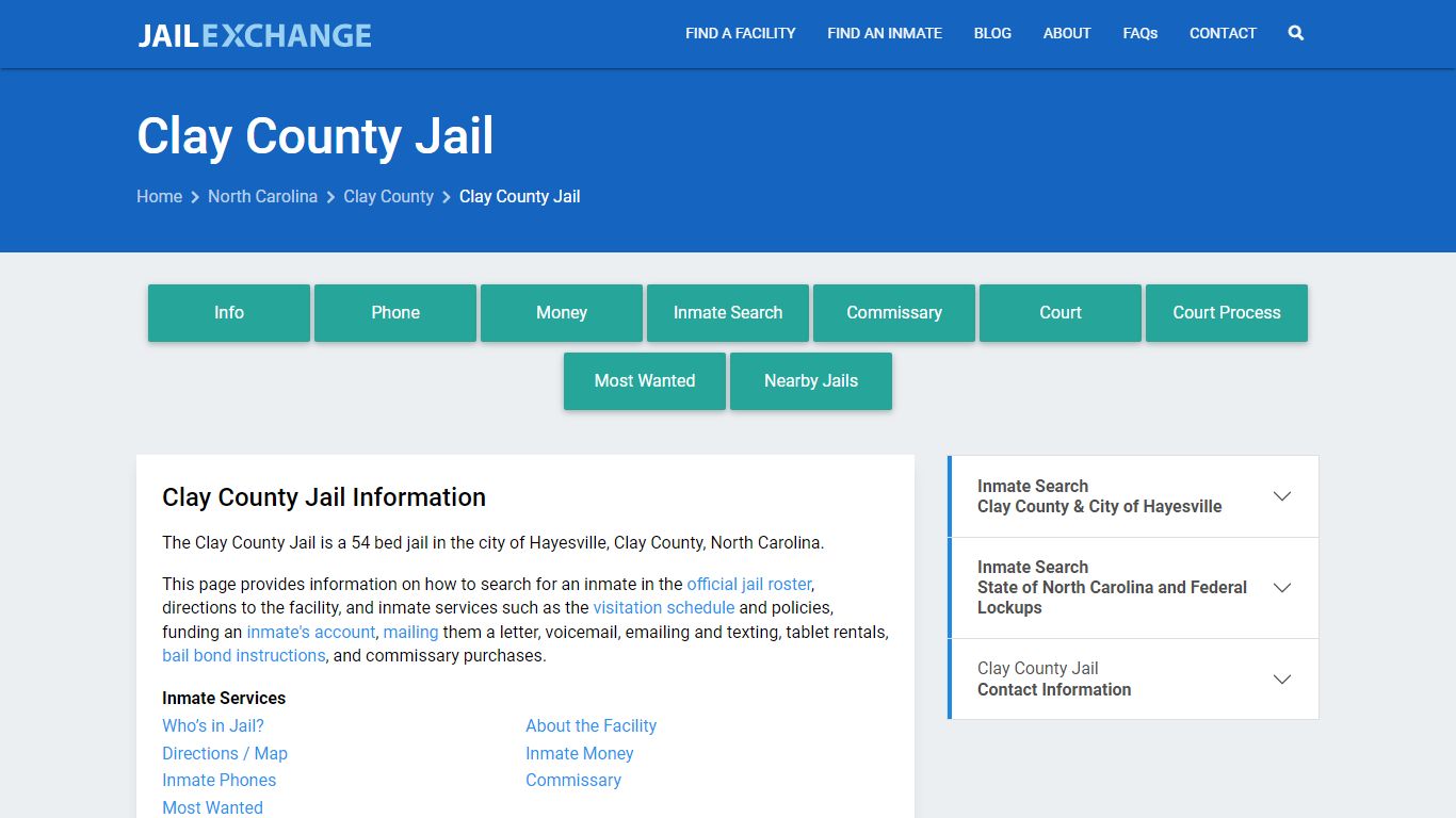 Clay County Jail, NC Inmate Search, Information - Jail Exchange